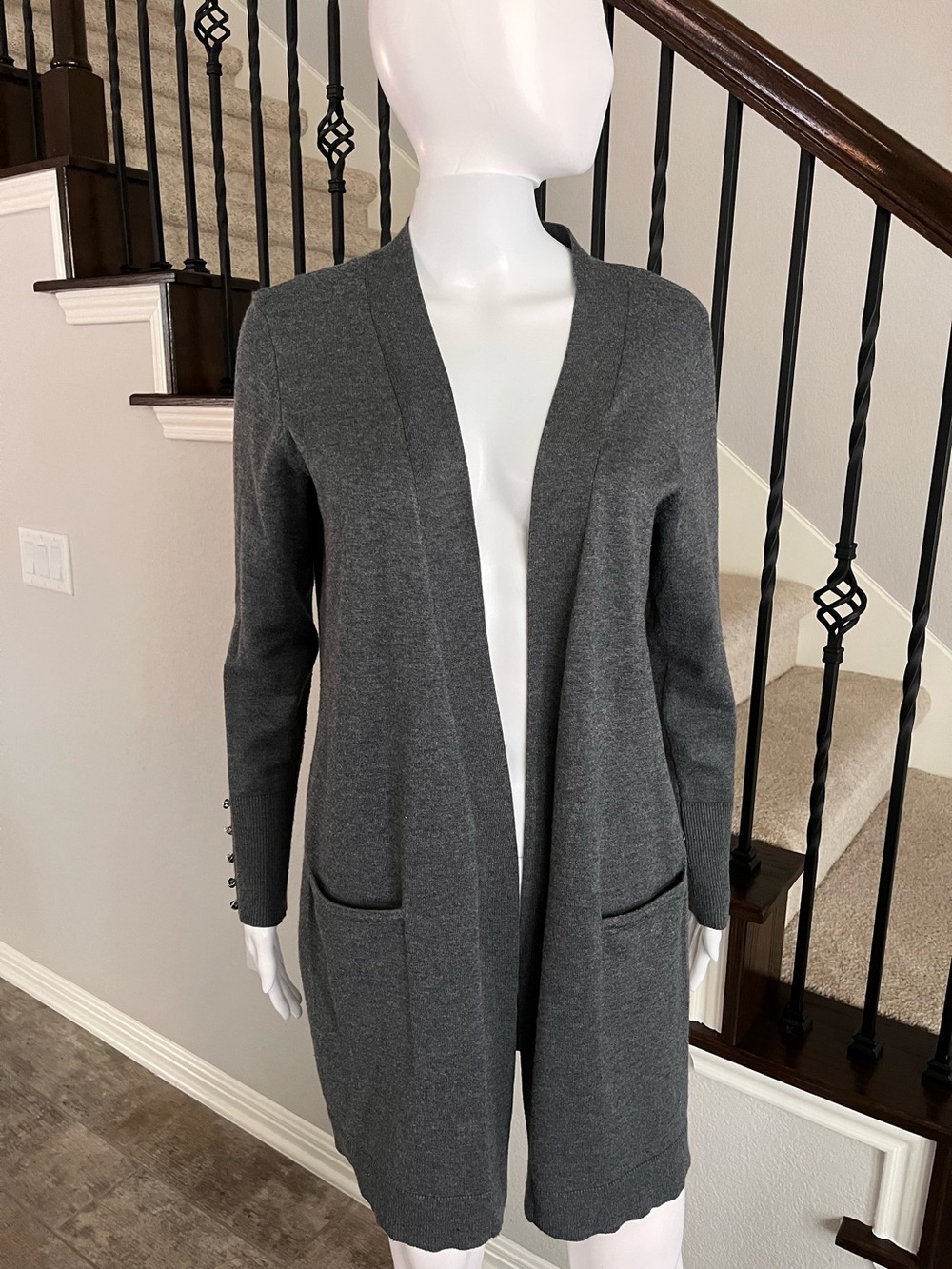 Women’s Open-Front Long Cardigan Sweater - Gray